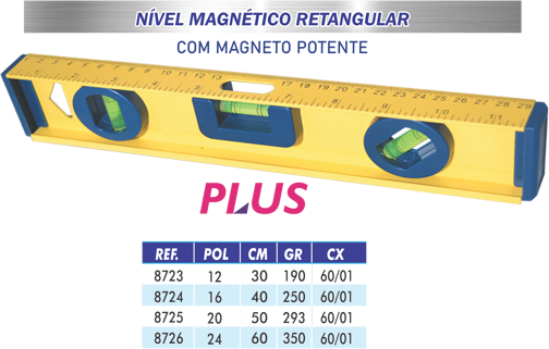 Nível Magnético Retangular - Lotus